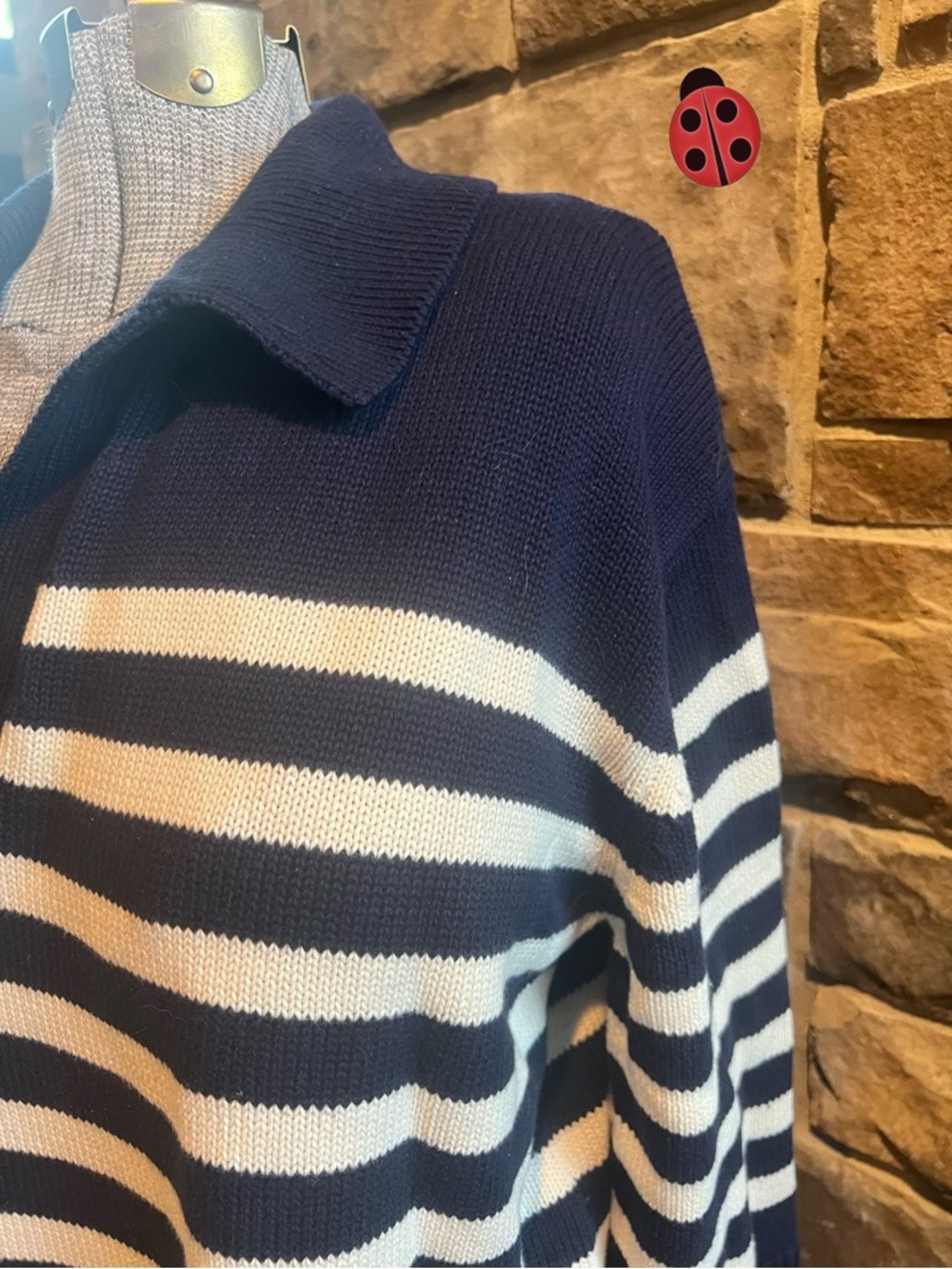 Gap Relaxed Navy & White Striped Cotton Sweater M - Picture 2 of 3